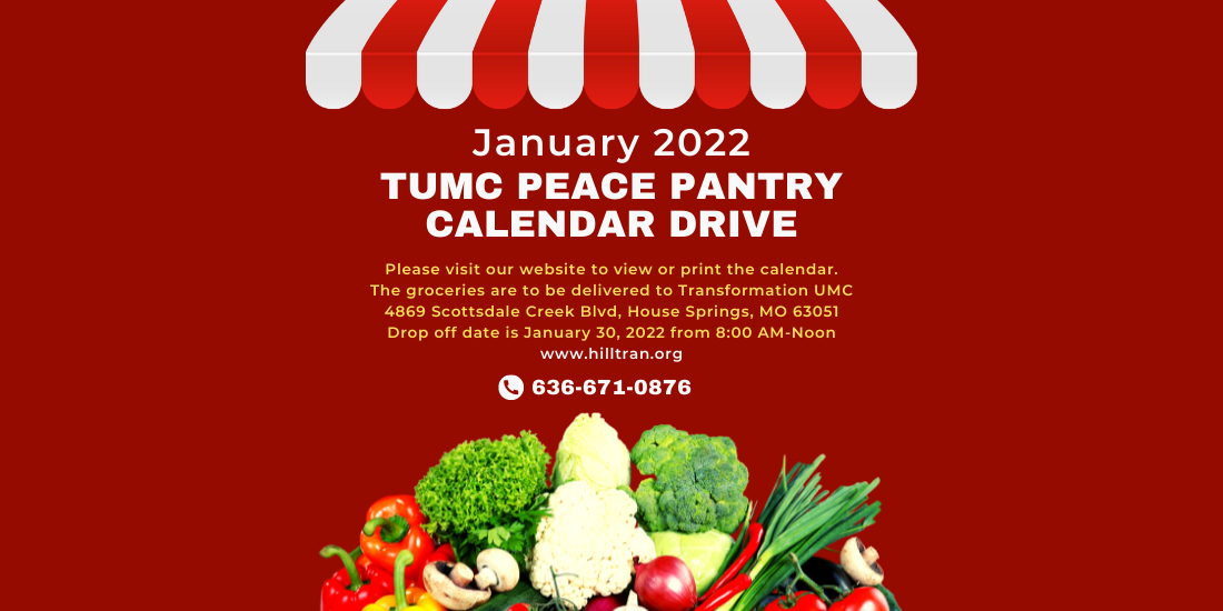 TUMC January 2022 Peace Pantry Calendar 1100 x 550